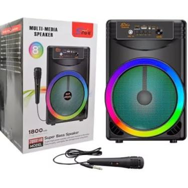 Imagem de Caixa de Som Portátil ZQS-8146 Bluetooth 5.0 20W com LED RGB, Karaokê, USB-C e TWS – Boom Box 8”