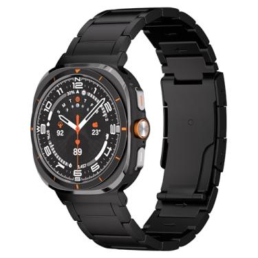Imagem de Ultra Supply Co. Pulseira de titânio compatível com Samsung Galaxy Watch Ultra de 47 mm - Pulseira de metal de grau 2 com fivela dobrável e revestimento DLC à prova de arranhões, impermeável, tamanho
