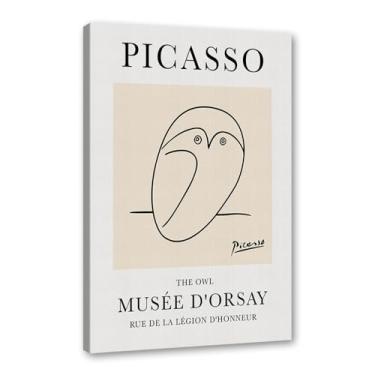 Imagem de Pintura em tela vintage Picasso desenho de linha de desenho de desenho de desenho de desenho de desenho de animal abstrato de desenho minimalista para decoração de sala de estar para sala de estar