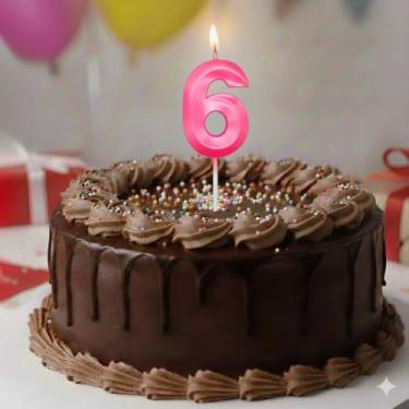 Imagem de Vela De Aniversário Mini Design Número Com 5Cm Silver Festas Rosa (Número 6)