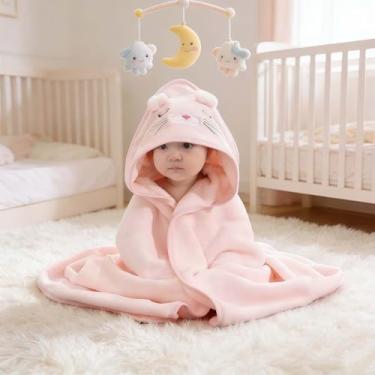 Imagem de Toalha macia e absorvente com capuz para bebês com design animal, grande conjunto de toalhas de banho e toalhas de banho para bebês de 78 x 78 cm, toalha de banho para bebê recém-nascido a 6 anos
