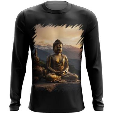 Imagem de Camiseta Manga Longa Estátua de Buda Iluminado Religião 21 - Kasubeck 