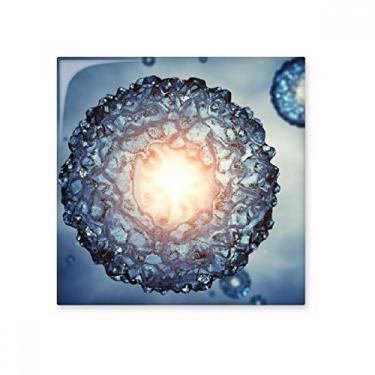 Imagem de Azulejo de cerâmica com padrão microcósmico de células da ciência azul brilhante decalque decorativo de tijolos vitrificados