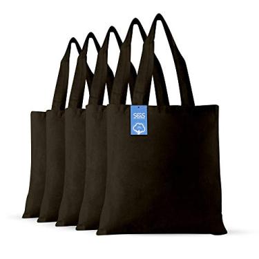 Imagem de Sacos de tecido reutilizáveis em tecido 100% algodão branco Simply Green Solutions – conjunto de 5 – sacolas para escola, sacolas para compras em supermercado, itens promocionais divertidos ou sacolas reutilizáveis ecológicas, Army Green