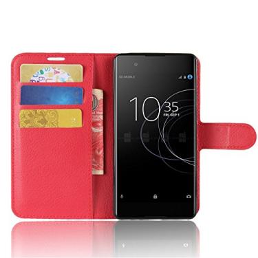 Imagem de Capa para SONY Xperia XA1 Plus, capa carteira flip de couro PU premium com compartimento para cartão, suporte e fecho magnético [capa interior à prova de choque de TPU] Compatível com SONY Xperia XA1
