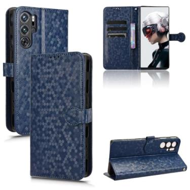 Imagem de Kukoufey Capa de couro compatível com Nubia Red Magic 9 Pro +, capa de telefone de couro PU capa flip compatível com Nubia Red Magic 9 Pro NX769J capa azul