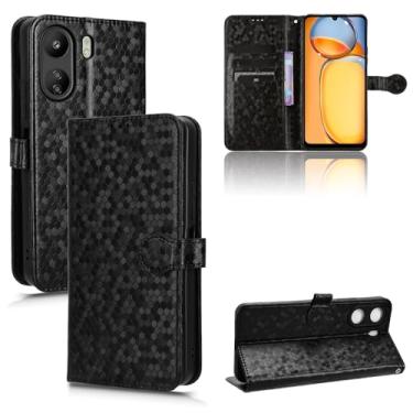 Imagem de Kukoufey Capa de couro compatível com Xiaomi Poco C65 4G, capa de telefone de couro PU capa flip compatível com Xiaomi Redmi 13C 4G 23100RN82L 23106RN0DA 22126RN91Y capa preta