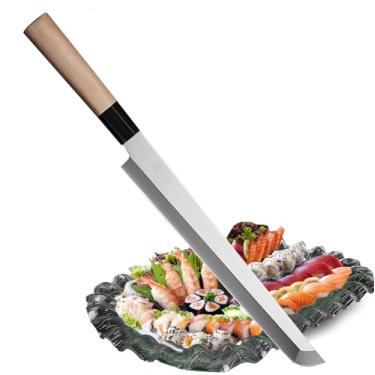 Imagem de LIUZHANGYU Faca Sakimaru de 8 polegadas (210 mm) Faca de chef de sushi japonês, faca de salmão, lâmina afiada para sashimi, facas de melancia, faca de sashimi Yanagiba de aço inoxidável 5Cr15mov, cabo
