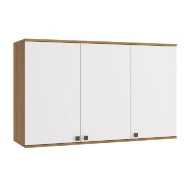 Imagem de Armário Aéreo Celeste Kappesberg 100% Mdf 3 Portas Nogueira/branco 120cm