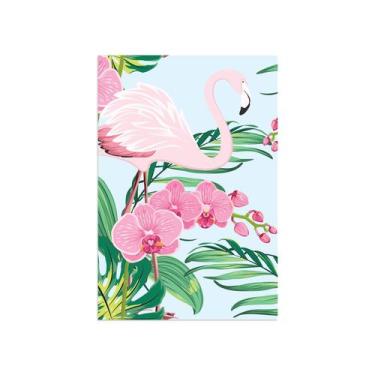 Imagem de Placa Decorativa MDF Flamingo Flores Tropical 30x40cm - Quartinhos