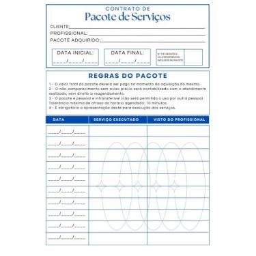 Imagem de Contrato Pacote Serviços Manicure Estética Depilação 2 Blocos, Azul