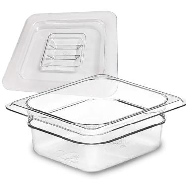 Imagem de Kit Cuba Gastronômica Acrílica + Tampa Gn 1/6 65mm Profundidade Buffet Profissional