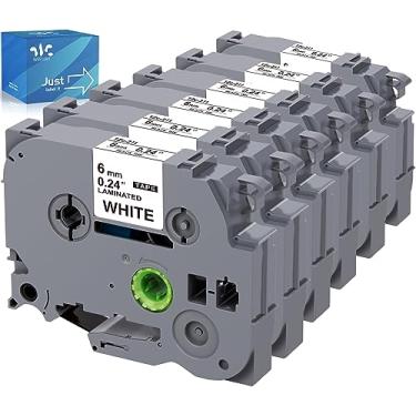 Imagem de 6 fitas de substituição Weemay 6 mm para Brother Label Maker Tape 6 mm 0,23 fita branca laminada TZe-211 TZe211 TZ211 TZ211 TZ-211 compatível com impressora PT D200 D210 D400 D600 H100 H110