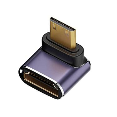 Imagem de NFHK Mini HDMI macho para HDMI 2.1 fêmea UHD extensão adaptador conversor dourado compatível com HDTV 8K 60hz