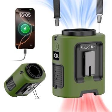 Imagem de Socool Clipe de ventilador de cintura portátil - no cinto vestível ventilador pessoal 5000 mAh recarregável operado por bateria, 4 velocidades e 13000 RPM, ventilador de pescoço mãos livres,