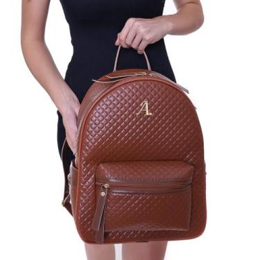 Imagem de Mochila Feminina Linda Elegante Resistente Espaçosa Art Life, Caramelo