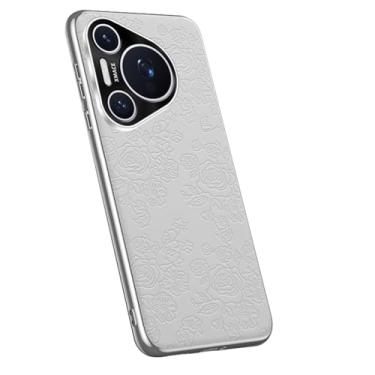 Imagem de LYJSMGZ Capa fina para Huawei Pura 70 Ultra/70 Pro/70 Pro+/70, capa fina de couro com textura em relevo anti-impressão digital, capa de proteção para câmera, branca, 70 Pro+