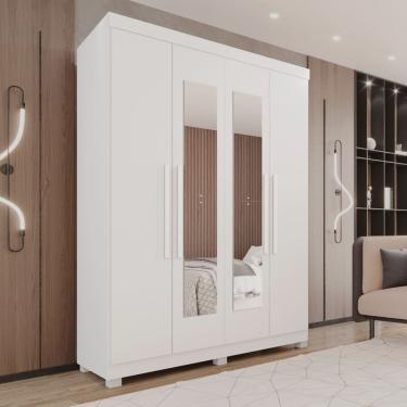 Imagem de Guarda-roupa 4 Portas 3 Gavetas com Espelho com Pés New Malibu Espresso Móveis