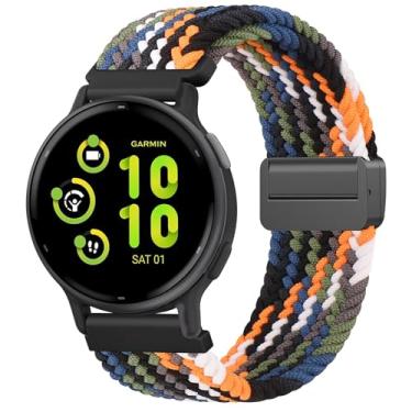 Imagem de Pulseira de nylon trançado compatível com Garmin Vivoactive 5/Vivoactive 6/Vivoactive 3, pulseira de substituição elástica macia de 20 mm para Garmin Venu/Venu Sq/Vivomove/Forerunner 55/158/165/245