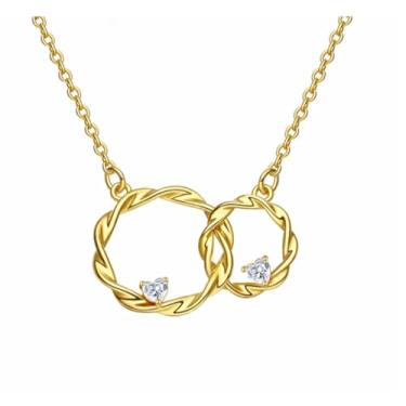 Imagem de AZFEIYA Colar de mãe e filha, presentes de sogra da nora, círculo, infinito, presentes de aniversário para mãe, sogra, sogra, Large, Latão, Zircônia cúbica