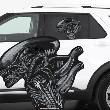 Imagem de Xeno-Morph Alien Ride-A-Long 30 cm Perfurado Laminado Transparente Decalque para Janela Fixa-se à Janela Lateral Traseira Feito nos EUA.