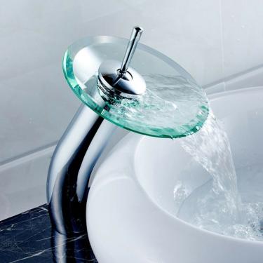 Imagem de Torneira Monocomando Alta Banheiro Cascata Vidro Lorben