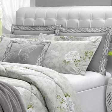 Imagem de Jogo de Cama Queen 200 Fios Papillons Branco 4pçs