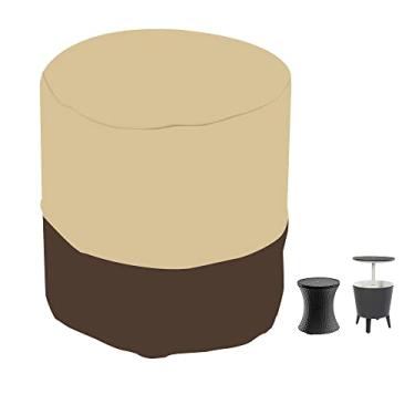 Imagem de Capa de mesa lateral para bar de pátio Cool Bar para Keter 22 litros, capa de mesa de refrigerador de pátio à prova d'água para mesas laterais externas (redonda, 53,3 cm de diâmetro x 58,4 cm de altura), bege
