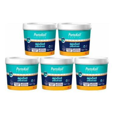 Imagem de Kit 5 Rejunte Epóxi Piscinas Sauna 1kg Portokoll Azul Piscina