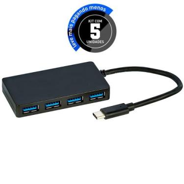 Imagem de Kit 5 HUB Adaptador USB Tipo C 4 Portas USB 3.0 - Speed 5 Gbps - CIRIL