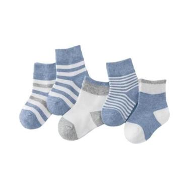 Imagem de Meias De Algodão Listradas Fofas Para Meninos E Meninas, 5 Pares, Prim