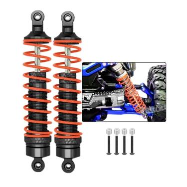 Imagem de ARRCat 2 peças de amortecedores traseiros para 1/10 Arrma Bigrock 4X4 Granito 4X4 Senton 4X4 Vorteks 4X4 Typhon 4X4 RC Truck, alumínio completo Big Bore Shock Hops Up, substitui AR330550 AR330551, preto