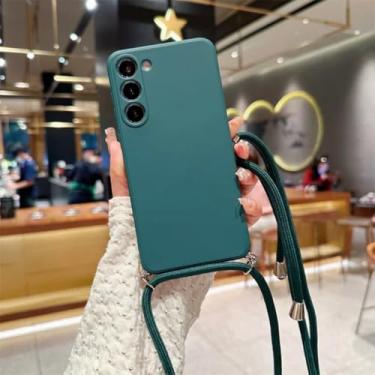 Imagem de Capa transversal em cor de chocolate para Samsung Galaxy S25 S24 S23 S22 S21 S20 Fe Plus Note 20 Ultra, capa traseira de silicone macio TPU (para Samsung S23Ultra/verde escuro)