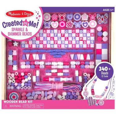 Imagem de Kit de Artesanato Infantil de Madeira e Miçangas Brilhantes com 340 Peças para Crianças Acima de 3 Anos, Melissa & Doug