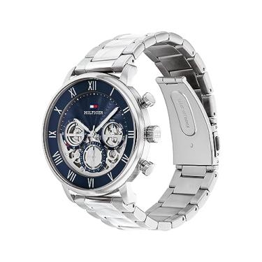Imagem de Tommy Hilfiger Relógio masculino multifuncional de quartzo com mostrador azul (modelo: 1710569), Azul, Clássico