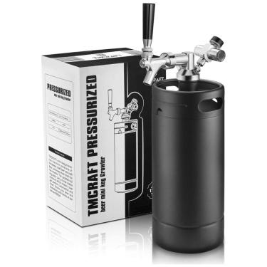 Imagem de Chopeira Portátil 5L com Torneira e Regulador de CO2, Aço Inoxidável, TMCRAFT, Preto