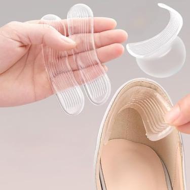 Imagem de Adesivos de salto com padrão de água em gel, autoadesivos, macios, resistentes ao desgaste, ajustáveis, almofadas de meio tamanho para salto alto, sandálias de salto alto, 4 peças, transparentes