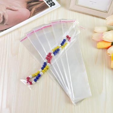 Imagem de Sacos de celofane autovedantes, 5 x 25 cm, 100 peças, sacos transparentes para haste pretzel, bolsa resselável para embalagem de picolé de doces ICY