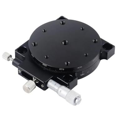 Imagem de Eixo R 125mm RS125-L Mesa deslizante manual Rotação de 360 ​​graus Precisão Plataforma de ajuste de ângulo de deslocamento Micrômetro óptico