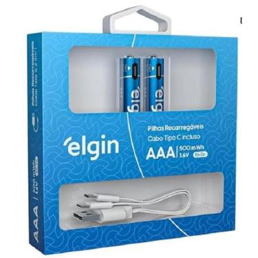Imagem de Pilha Aaa Palito Recarregável Elgin - Usb-C Integrado, 2 Un