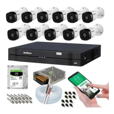 Imagem de Kit 11 Câmeras Intelbras 1120b Dvr 16 Canais Com Hd 2tb