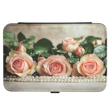 Imagem de Burbuja Caixa de joias de viagem de rosas de dia dos namorados, presente para mulheres e meninas, estojo de joias portátil de couro PU organizador para brincos, anéis, colares e pulseiras