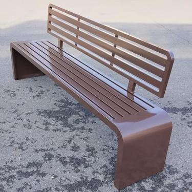 Imagem de Banco de jardim de pátio externo de metal, parque de namoradeira resistente com banco de encosto, bancos de parque ao ar livre para todos os climas, à prova de intempéries, para banhos de sol, pátio