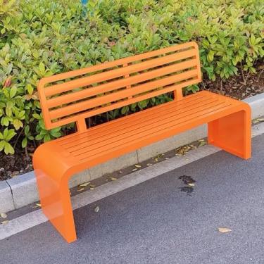 Imagem de Banco de jardim para pátio, banco externo de metal antigo com encosto e apoio de braço, banco de jardim interno externo de 2 lugares namoradeira de pátio para ar livre gramado varanda de quintal (cor