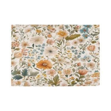 Imagem de Burbuja Jogo americano de flores, conjunto de 4 tapetes de mesa laváveis antiderrapantes, resistentes ao calor, para cozinha, mesa de jantar, ambientes internos e externos