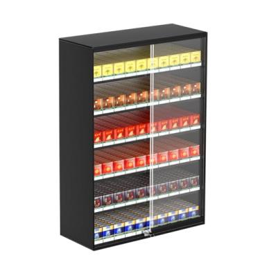 Imagem de Rack de exibição de varejo comercial, estojo de cigarro transparente para varejo de loja com porta e trava de vidro, suporte de mesa e suporte de exibição de cigarro de várias combinações de montagem