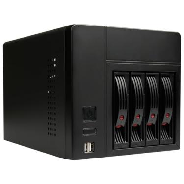 Imagem de AUDHEID Mini-ITX NAS PC K3 Chassi, capa de computador DIY de 4 compartimentos, compatível com PSU Flex&MB ITX, bandeja de 4 x 2,5/3,5 polegadas, gabinete de armazenamento conectado à rede com 2 portas