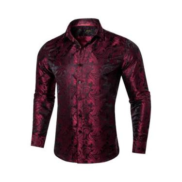 Imagem de Camisa De Casamento E Formatura Masculina De Luxo Em Poliéster Roxo Co