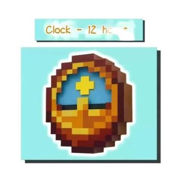 Imagem de Relógio Mosaico Estilo Pixel 24/12 Horas Para Mesa E Parede, Com Funçã