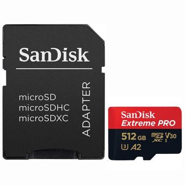 Imagem de Cartão de Memória Micro SD Sandisk Extreme Pro 512GB com Desempenho Profissional Preto SDSQXCD-512G-GN6MA